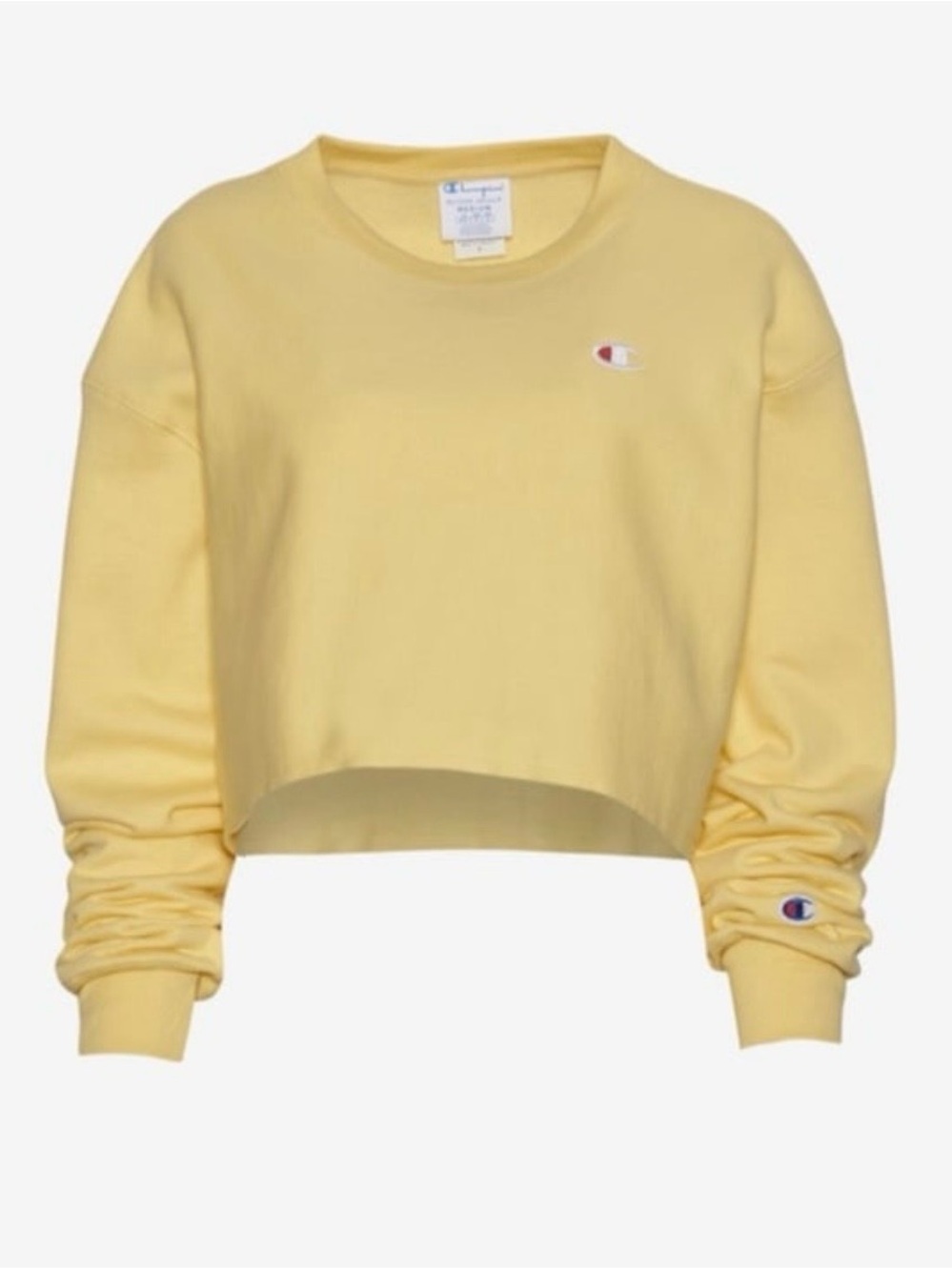 Champion Women's Cropped Crewneck Sweatshirt - Pale Yellow, XS